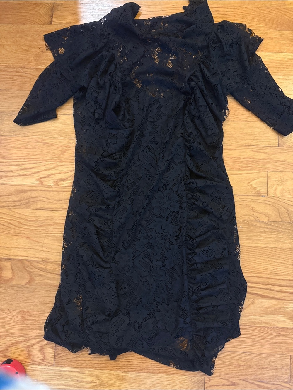 Black Lace Women's Dress - Elegant Short Sleeve